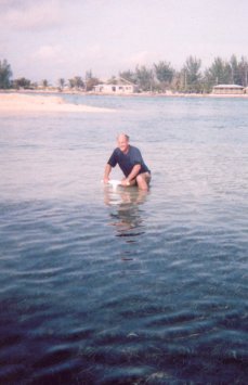 Taking a core sample in lagoon