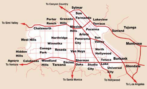 Map of San Fernando Valley