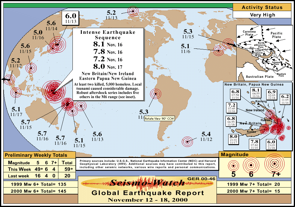 Seismic Map Showing the South Pacific Earthquakes