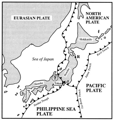Crustal plates and their motions in the general geodynamic setting of Japan