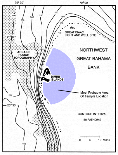 Map of Bimini Islands showing probable Temple Location