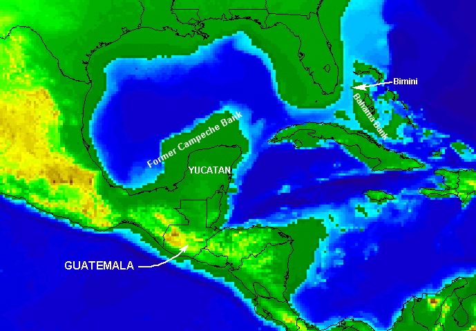 Map Showing the Yucatan Peninsula After a One Degree Pole Shift